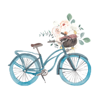 Watercolor bike with flowers
