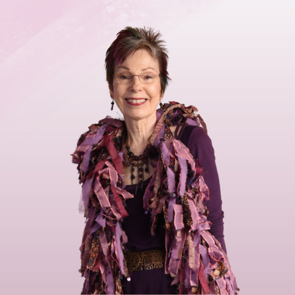 Anne Sagendorph-Moon Dress For Your Future Pose lovely scarf purples and mauves